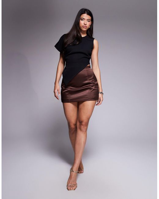 ASOS Brown – strukturierter satin-minirock