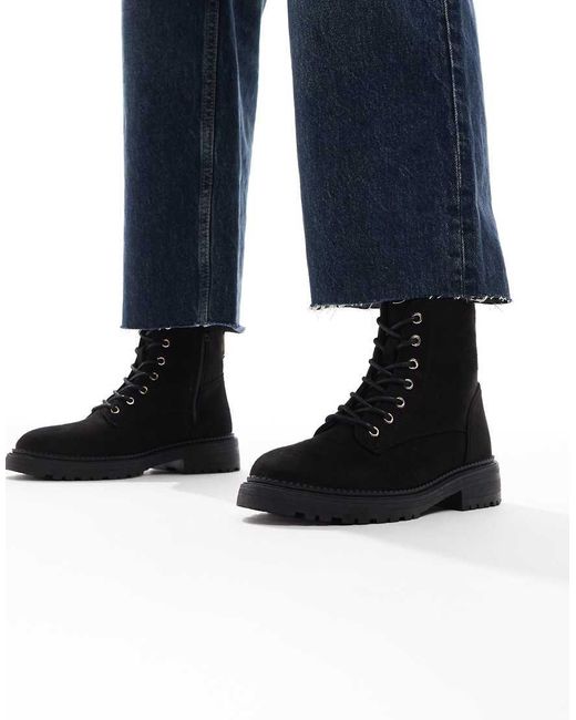 Botines Negros Con Cordones De New Look de color Blue