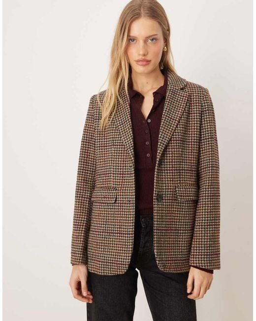 Vila Brown Wool-texture Oversized Blazer