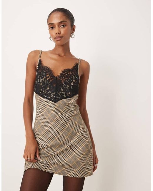 ASOS Natural Lace Cami Mini Dress