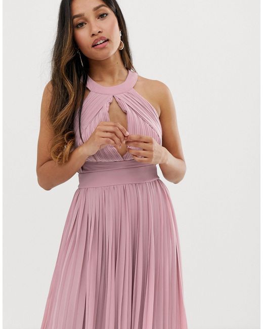 tfnc sleeveless maxi bridesmaid dress with pleated skirt
