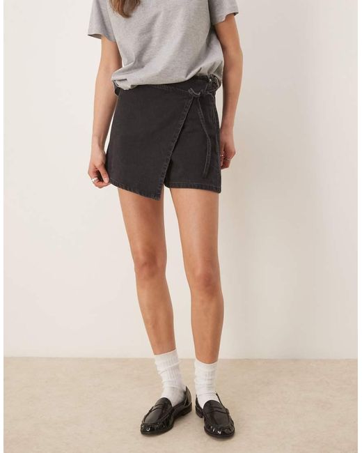 ASOS Natural Denim Wrap Skort