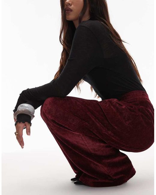ASOS Purple Textu Velvet Wide Leg Trouser
