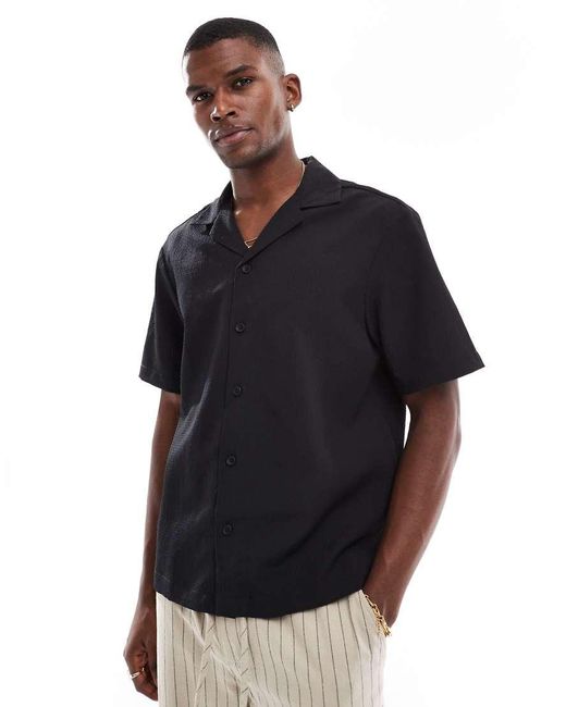 Camicia Nera di River Island in Blue da Uomo