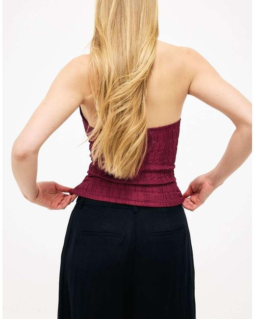 NA-KD Red Halterneck Structure Top