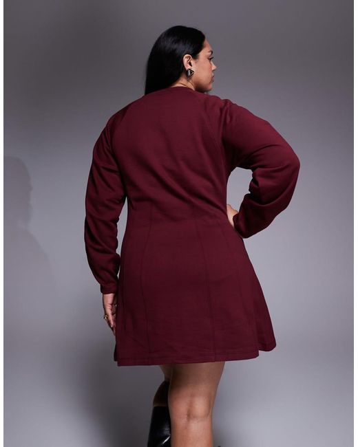 ASOS Red Asos Design Curve Corset Waist Cotton Mini Sweatshirt Dress