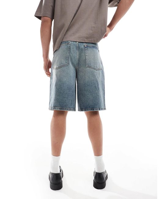 ASOS Gray Longer Length Denim Jorts for men