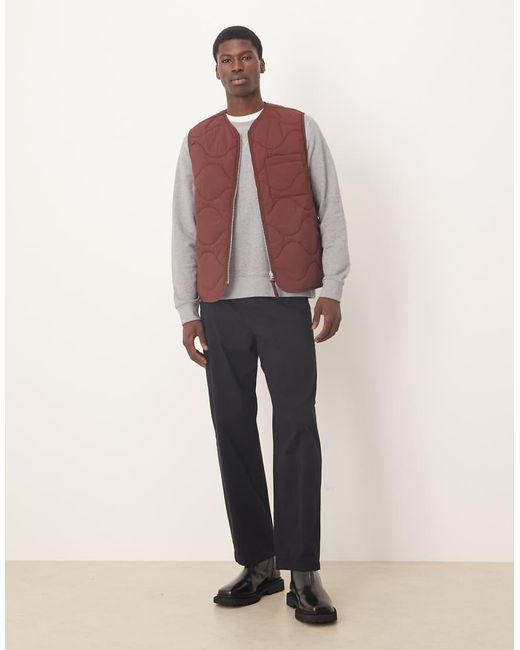 ARKET Red Quilted Gilet With Zip Front for men