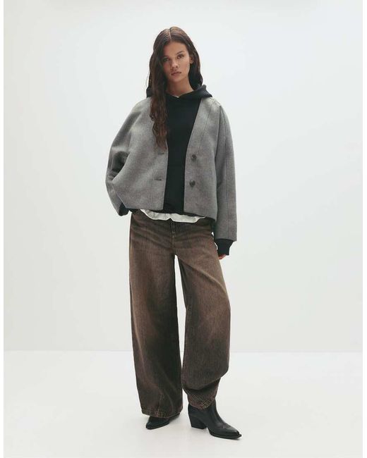 Giacca Stile Kimono Medio di Pull&Bear in Gray