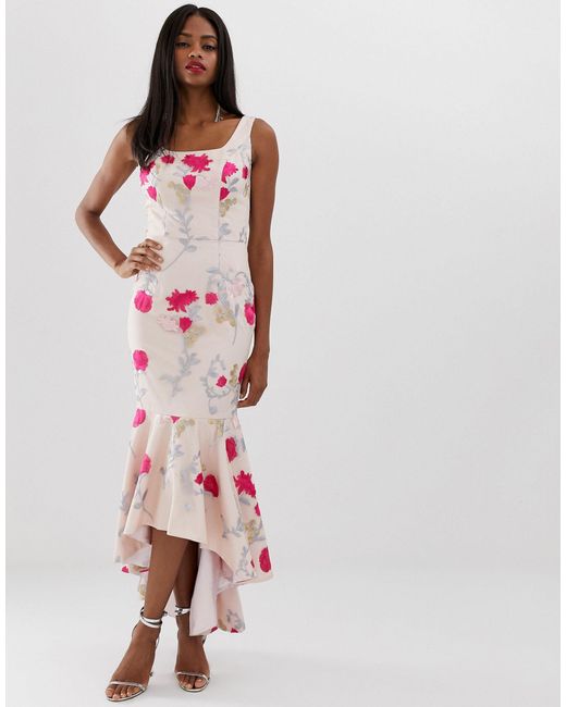 chi chi london pink floral embroidered maxi dress