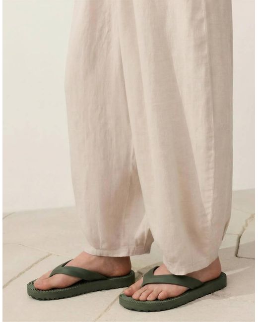 Oysho Green Textured Platform Beach Sandal