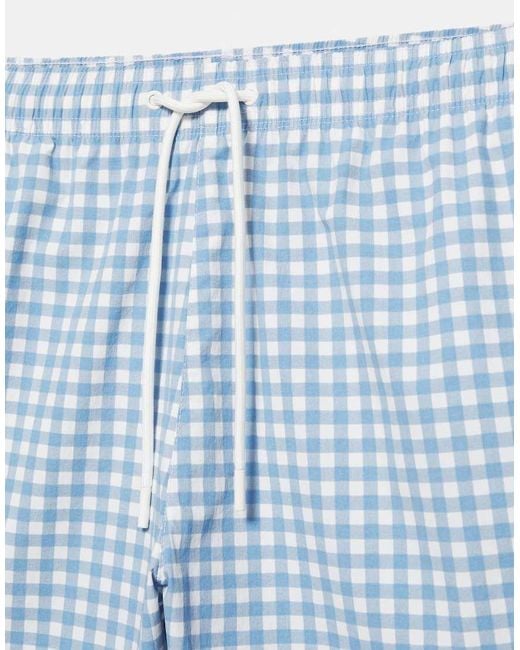 Pull&Bear Blue Gingham Check Swimsuit for men