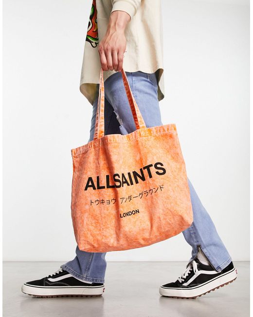 Bolso tote naranja con lavado ácido underground AllSaints de hombre de  color Blanco | Lyst