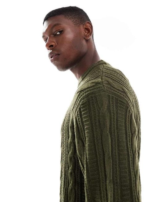 JJ Rebel Green Cable Knit Jumper for men