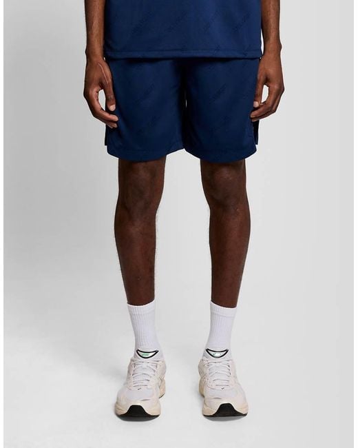 Lyle & Scott Blue Mid Layers Embossed Football Short for men