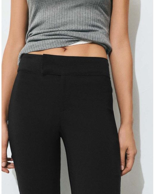 Pull&Bear White Mid-waist Flared Trousers