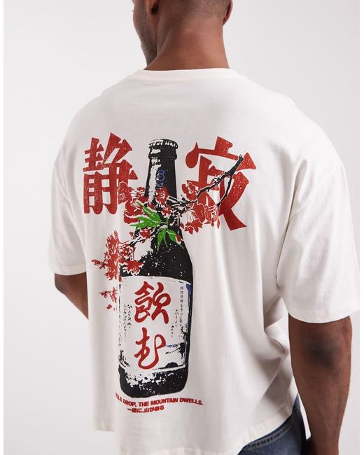 ASOS Red Boxy Oversized T-shirt With Beer Graphic for men
