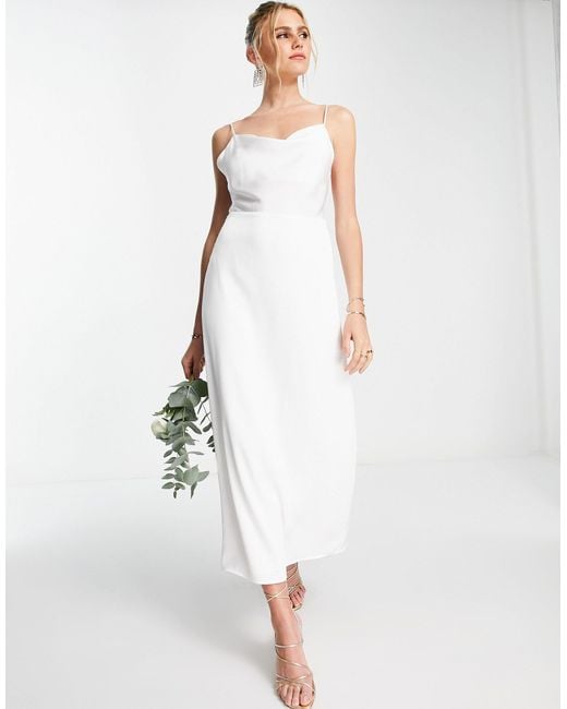 Vila White Bridal Cami Maxi Dress With Cowl Neck
