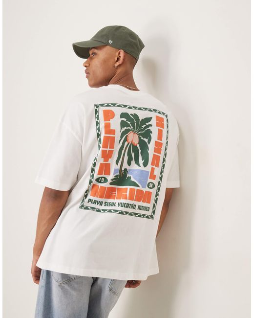 ASOS White Oversized T-shirt With Palm Tree Graphic for men