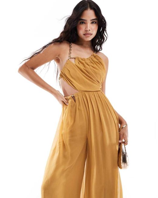 One shoulder cut out jumpsuit outlet