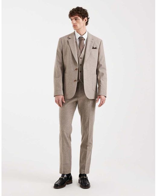 ASOS Brown Slim Suit Jacket With Wool for men