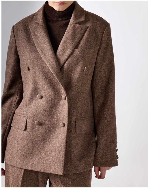 NARRATED Brown Double-Breasted Blazer