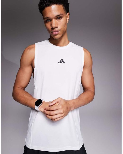 Adidas Originals Gray Designed For Training Workout Tank Top for men