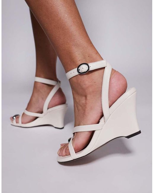 ASOS White Trixie Strappy Heeled Wedges