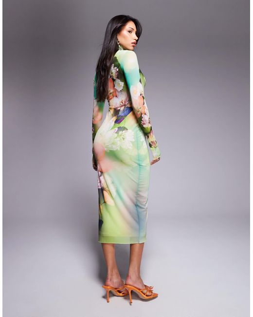 AFRM Gray Long Sleeve Turtle Neck Midi Dress