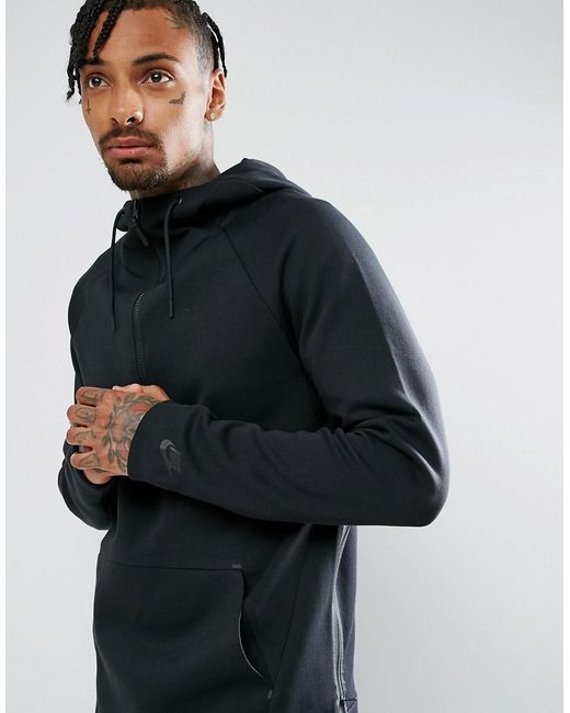 Nike Tech Fleece Half Zip Hoodie In Black 884892-010 for Men | Lyst UK
