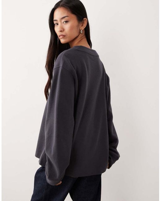 ASOS Blue Supersoft Ruched Sleeve V Neck Jumper