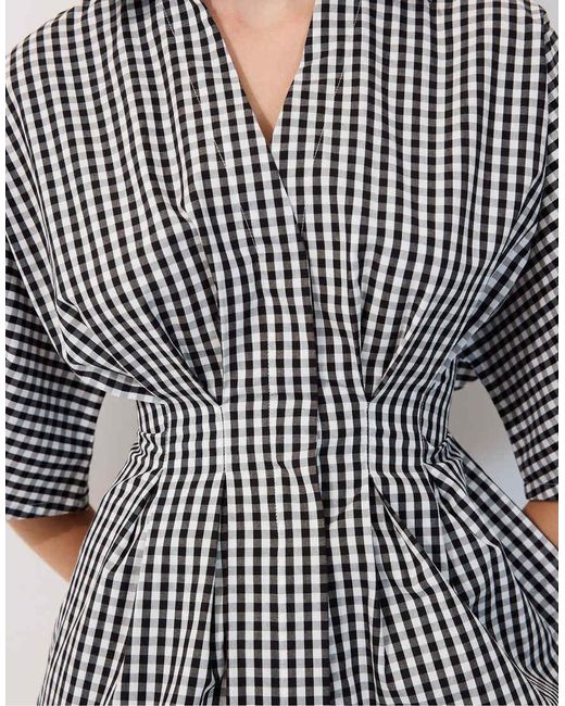 Stradivarius Gray Poplin Shirt With Kimono Sleeves And Pleats