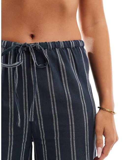 New Look Blue Wide Leg Stripe Trousers