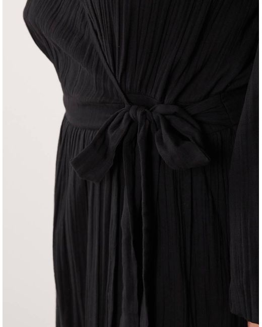 Esmee Curve Black Esmée Curve Wrap Front Long Sleeve Maxi Beach Dress