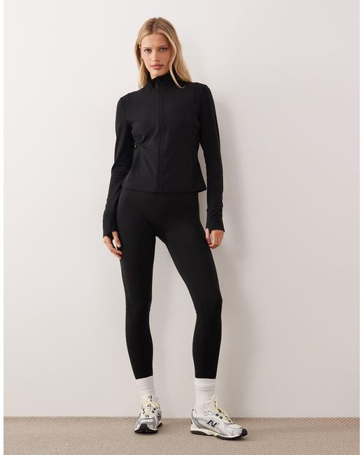 ARKET Black Co-ord Soft Seamless Zip Up Jacket