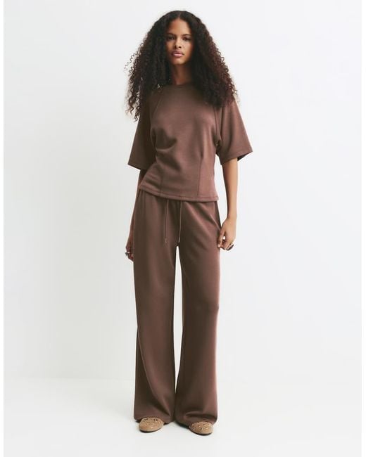 Pull&Bear Brown Short Sleeve Sweatshirt