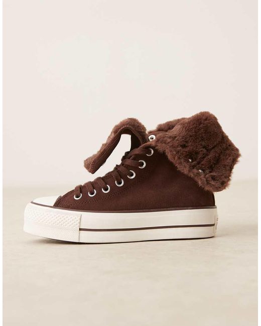 Converse Natural Chuck Taylor All Star Fold Over Lift Trainers