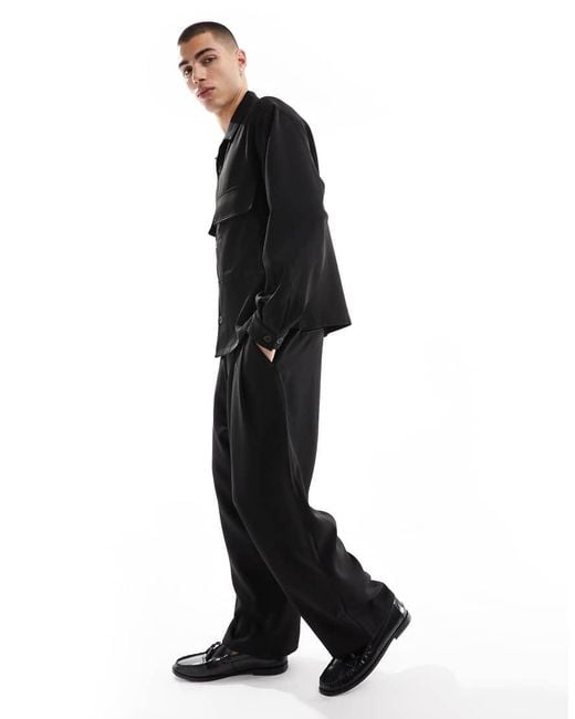 Bershka Black Premium Co-ord Smart Trousers for men