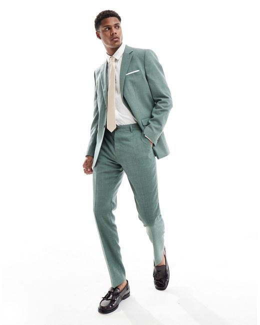 SELECTED Green Linen Mix Slim Fit Suit Jacket for men