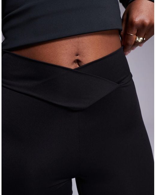 ASOS Blue Slinky Double Lined Flares With V Waistband