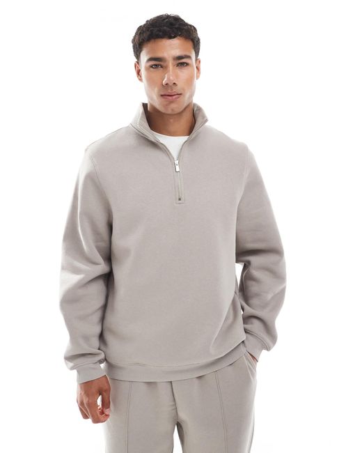 Sweat à col zippé - gris ASOS pour homme en coloris Gray