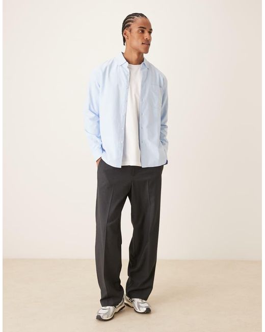 Farah White Brewer Long Sleeve Box Fit Logo Shirt for men