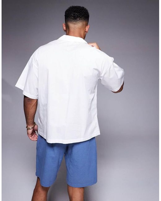 Camicia Bianca Con Stampa Di Piante E Rever di ADPT in White da Uomo