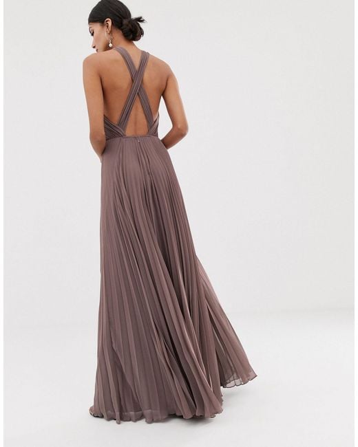 asos design pleated bodice halter midi dress