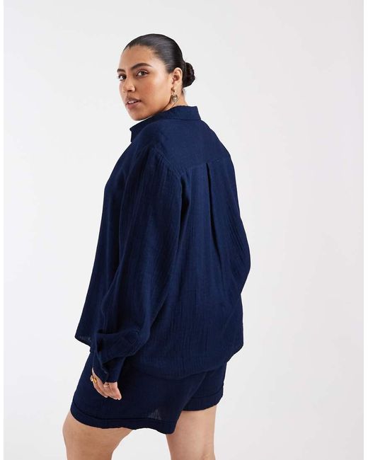 ONLY Blue Seersucker Shirt Co-ord