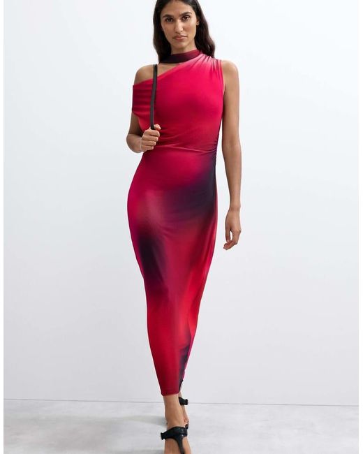 Desigual Red Asymmetric Draped Dress