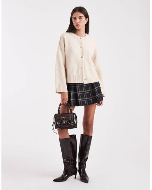 ASOS Natural Tailored Pleated Mini Skirt