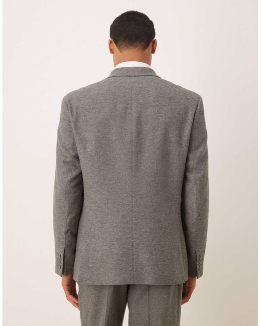 ASOS Gray Regular Double Breasted Wool Blend Suit Jacket for men