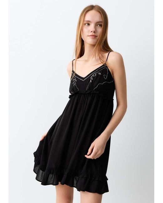 Mango White Teen Strappy Mini Dress With Embellishment