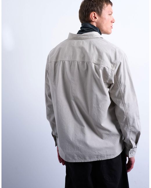 Topman White Regular Fit Ripstop Overshirt for men